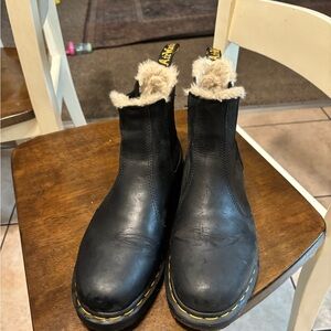 Dr. Martens Black Boots with Cream Fur Lining Women’s Size 10